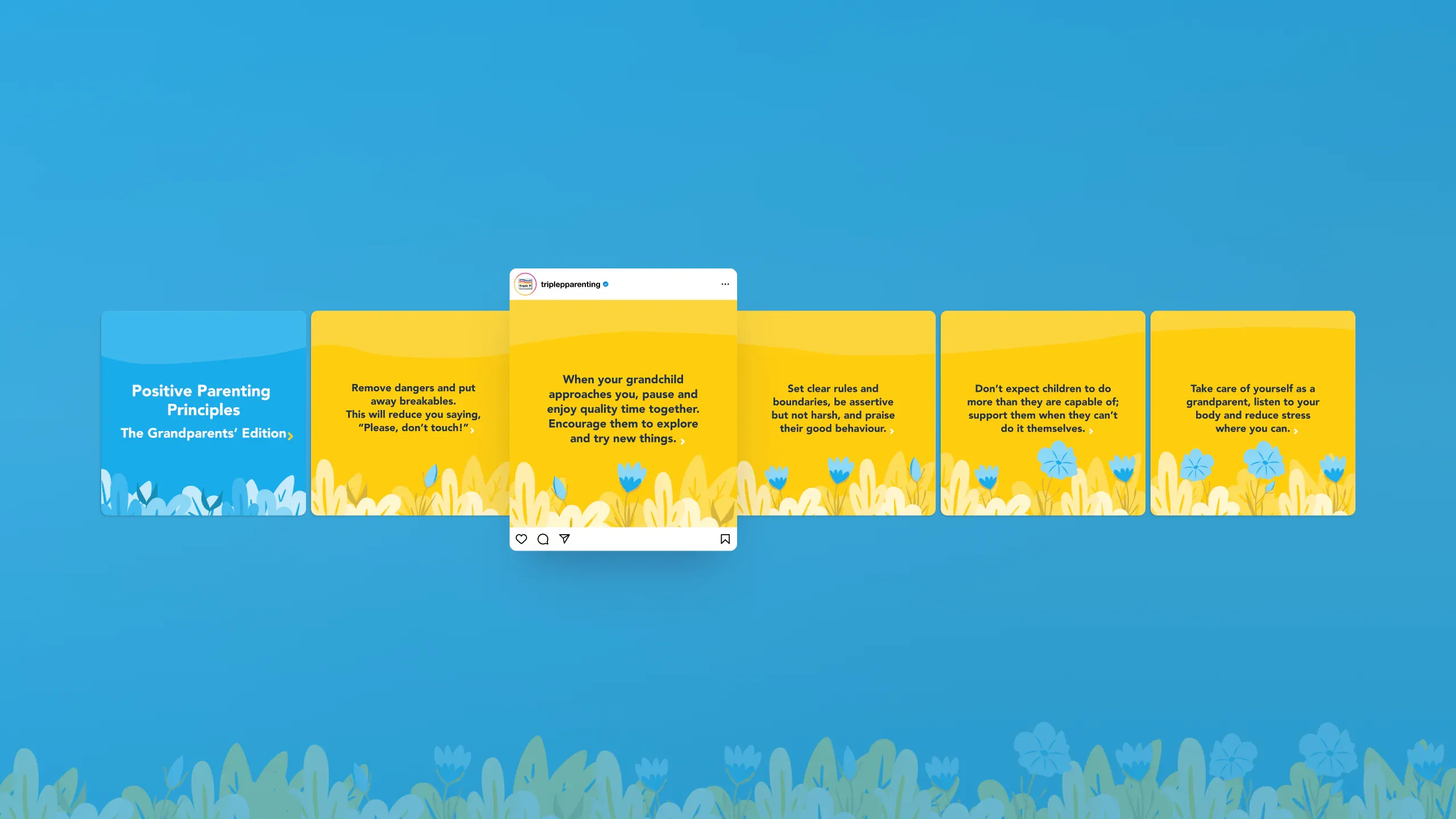 Grandparents' edition of the parenting conflict campaign — a flower opens gradually across the series
